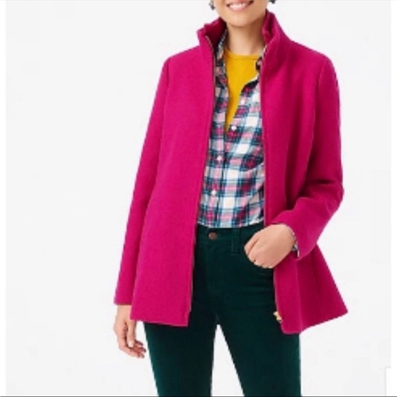 J. Crew Factory Wool Village Coat Barbie Pink Zip Up Jacket Plus Size 20 - Picture 2 of 10